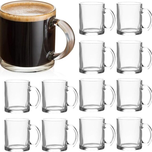 Glass Mugs 12 oz, Clear Coffee Mugs With Handle 350ml,Tea Mugs Water Mugs Beer G - Picture 1 of 7